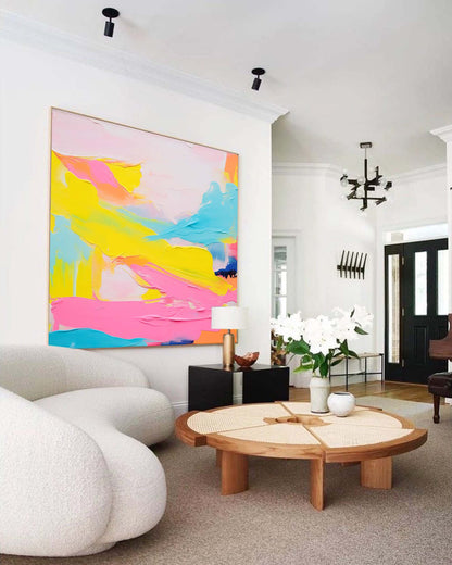 Vibrant Abstract Oil Painting with Bold Colors for Modern Decor