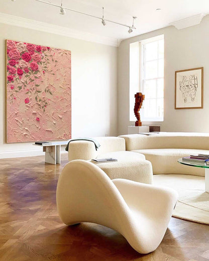 Elegant Pink Rose Oil Painting for Floral Home Décor
