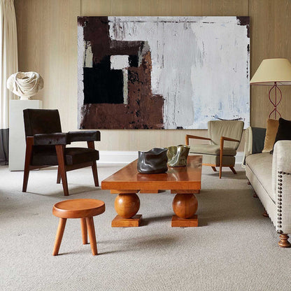 Contemporary Abstract Oil Painting with Rich Textures and Earthy Tones
