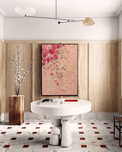 Elegant Pink Rose Oil Painting for Floral Home Décor