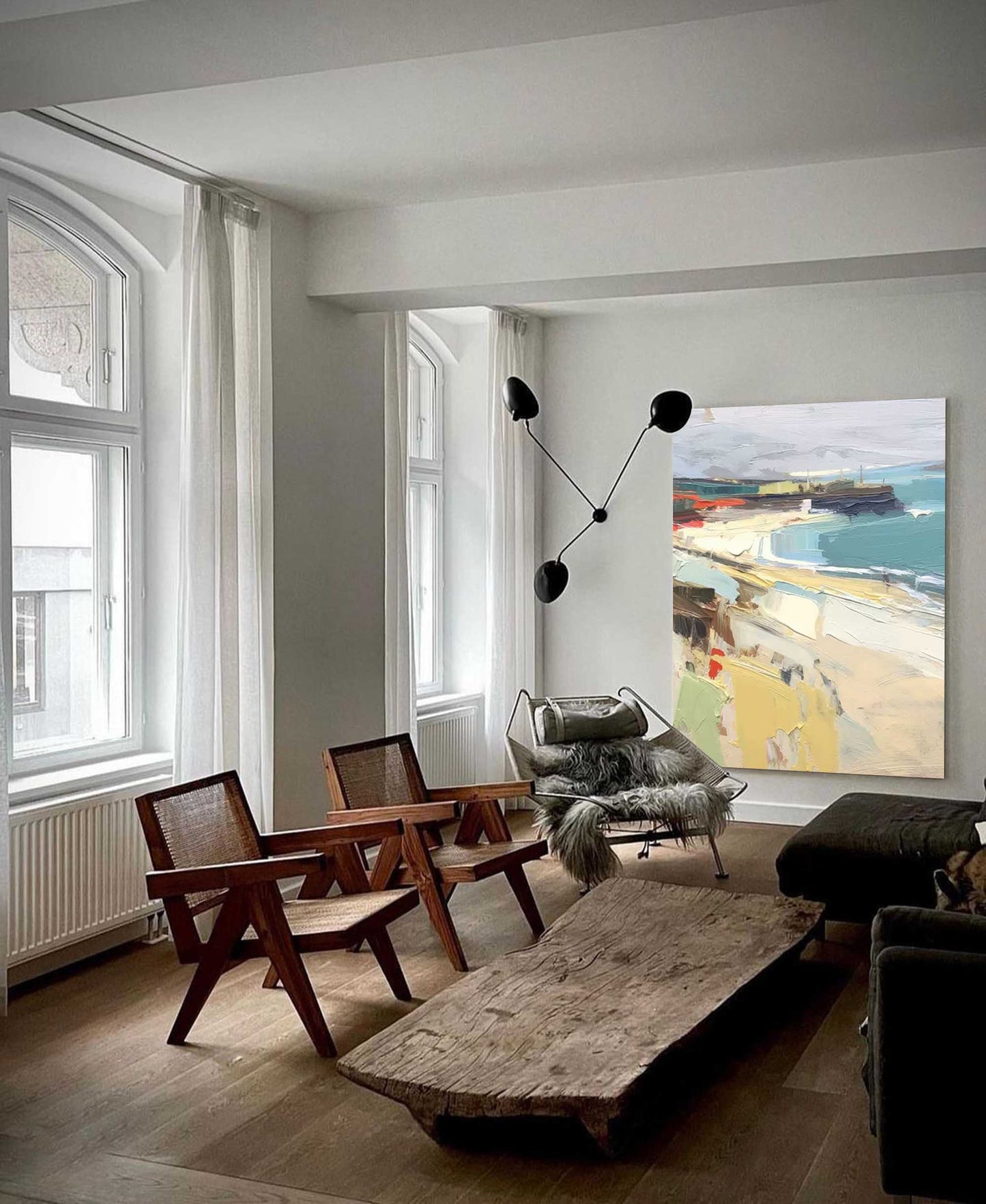 Serene Coastal Landscape Oil Painting for Beach House Decor