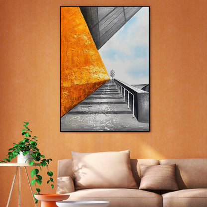 Vibrant Abstract Oil Painting of Dynamic Steps and Bold Color Contrast