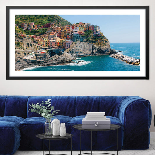 Vibrant Cinque Terre Coastline Oil Painting for Stunning Home Decor