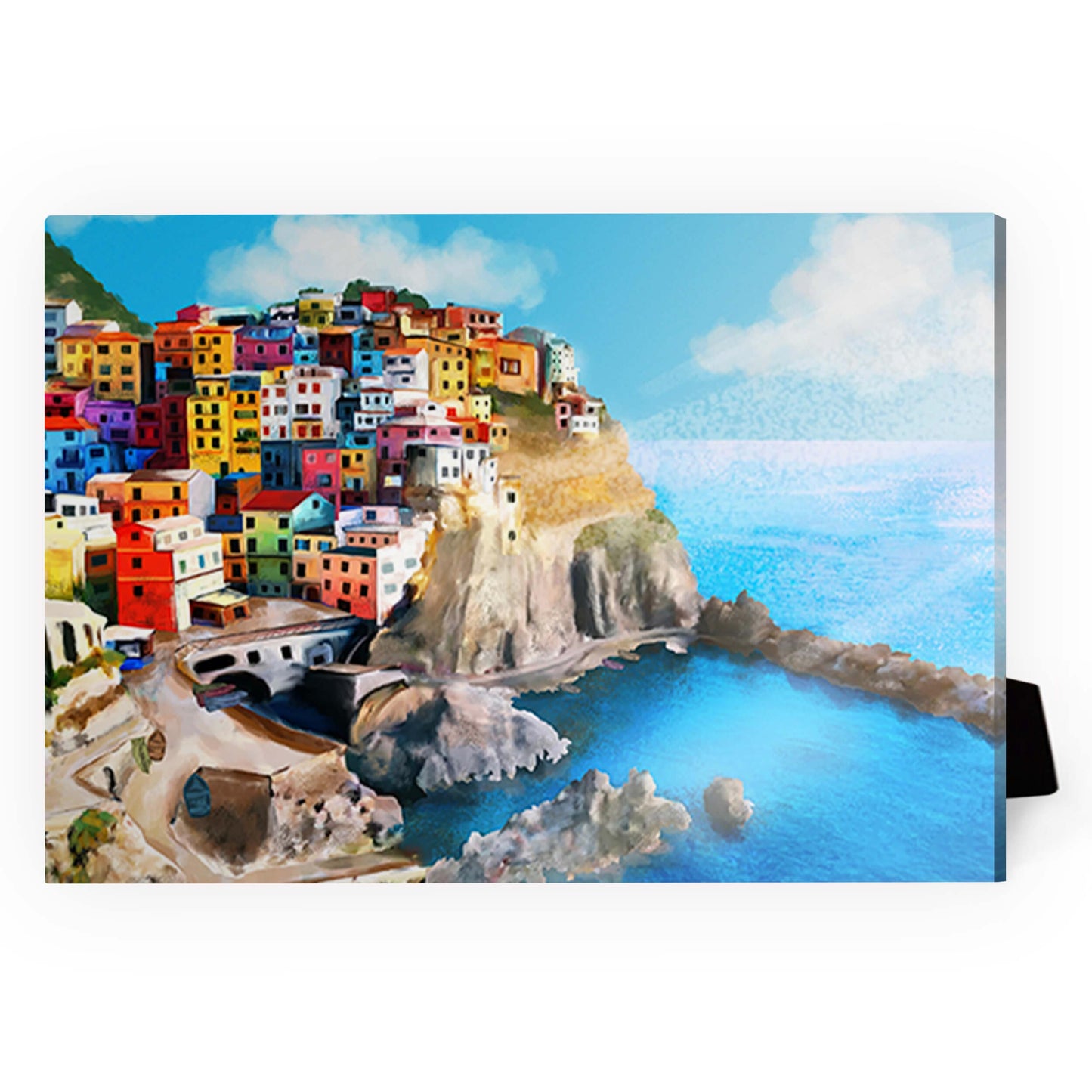 Stunning Cinque Terre Coastal Village Oil Painting for Home Decor