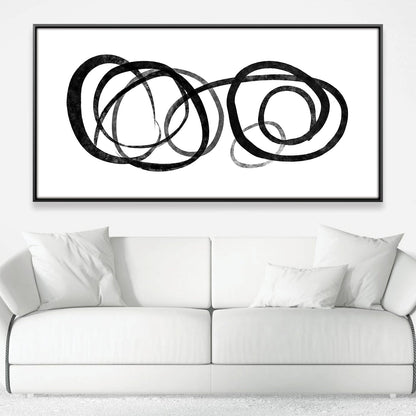 Abstract Black and White Swirls - Modern Minimalist Oil Painting for Contemporary Décor