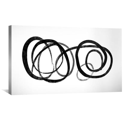 Abstract Black and White Swirls - Modern Minimalist Oil Painting for Contemporary Décor