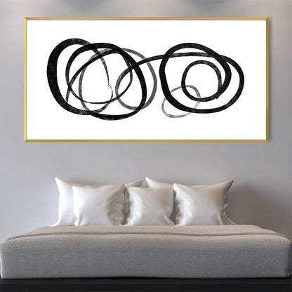 Abstract Black and White Swirls - Modern Minimalist Oil Painting for Contemporary Décor