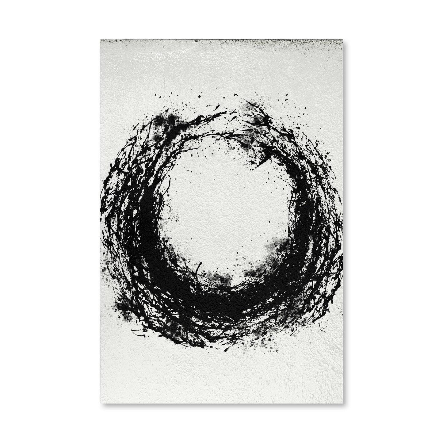 Abstract Black Circular Oil Painting on Canvas for Modern Home Decor