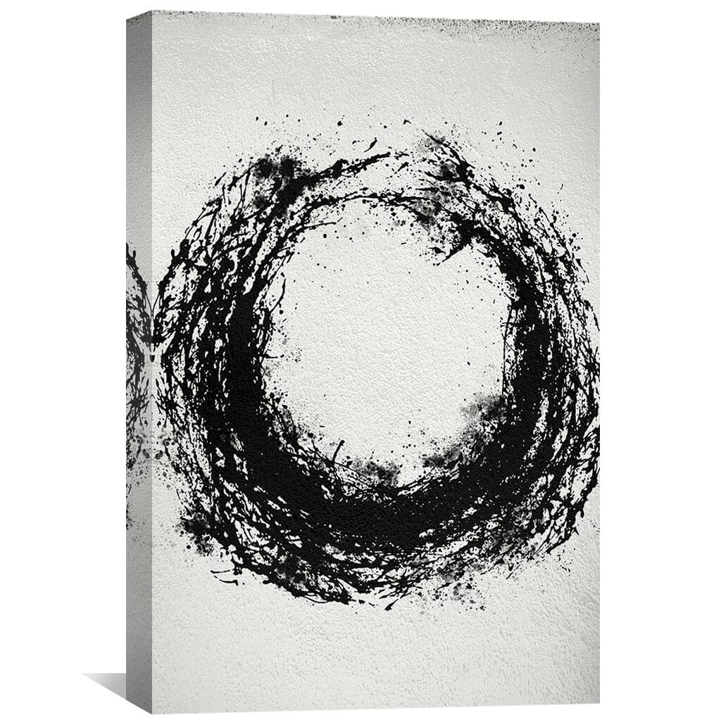 Abstract Black Circular Oil Painting on Canvas for Modern Home Decor