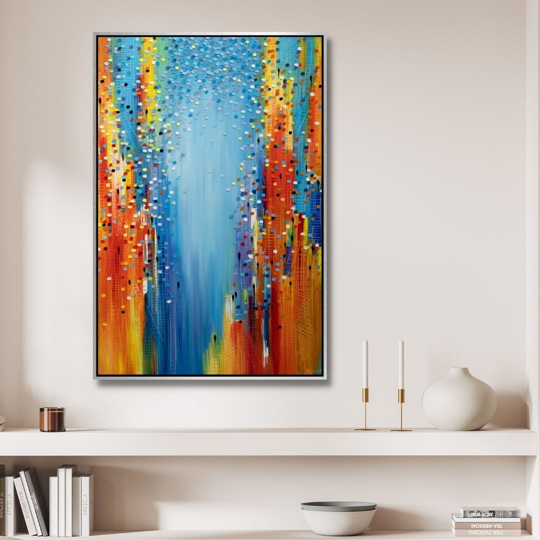 Vibrant Cityscape Abstract Oil Painting for Modern Home Decor