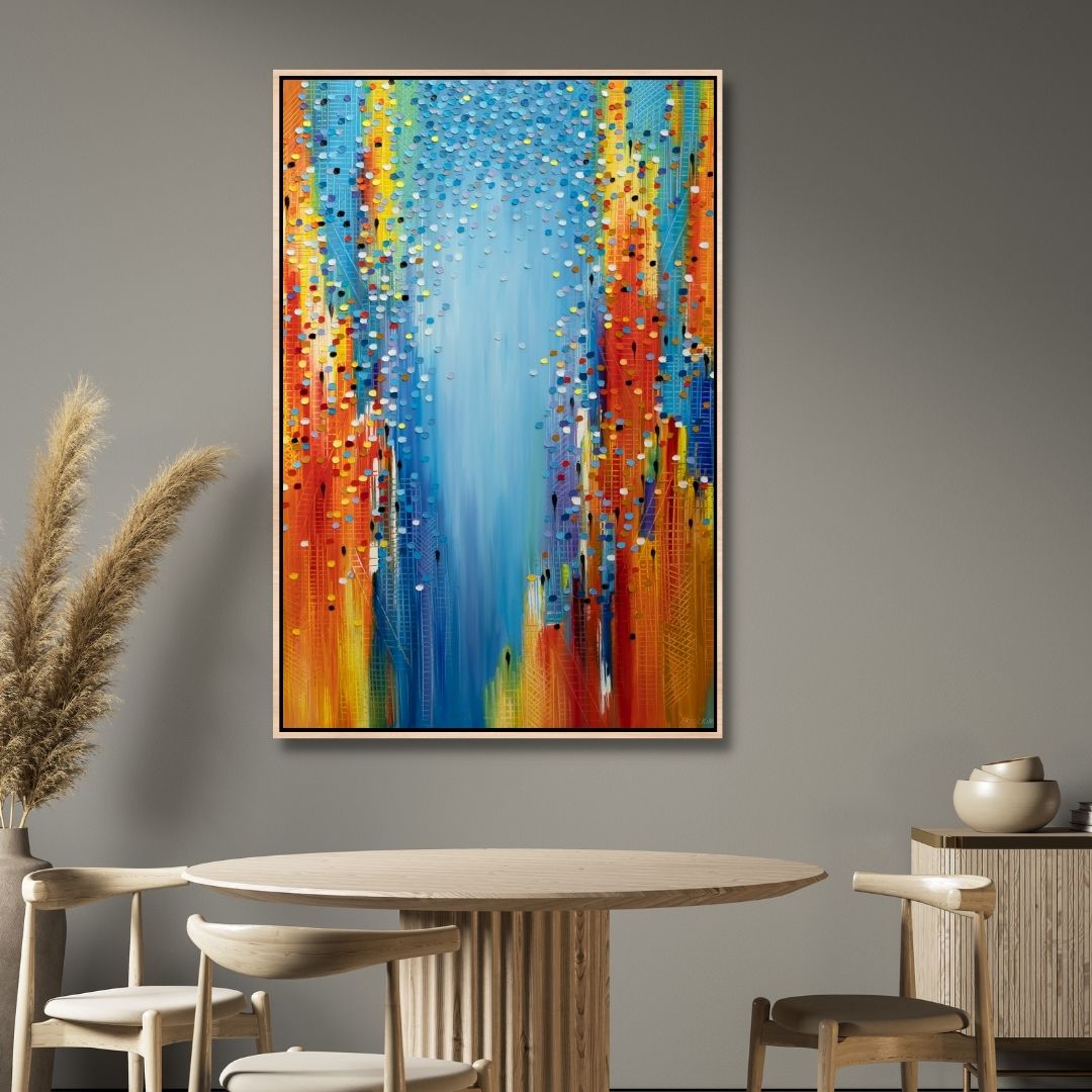 Vibrant Cityscape Abstract Oil Painting for Modern Home Decor