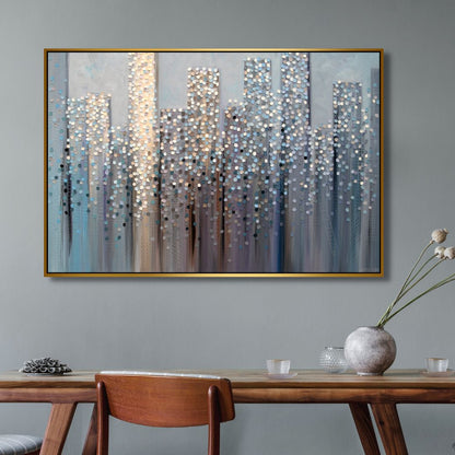 Abstract Cityscape Oil Painting – Dreamy Modern Canvas Wall Art for Home Decor