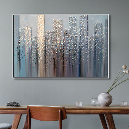 Abstract Cityscape Oil Painting – Dreamy Modern Canvas Wall Art for Home Decor