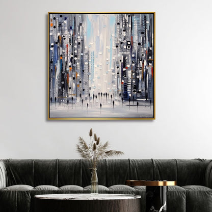 Vibrant Cityscape Abstract Oil Painting for Modern Home Decor