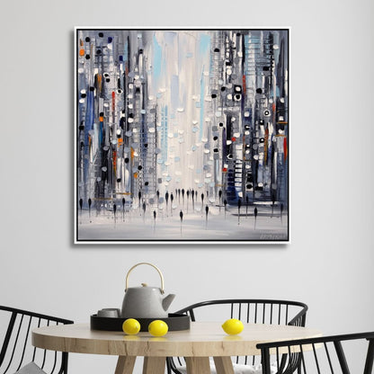 Vibrant Cityscape Abstract Oil Painting for Modern Home Decor