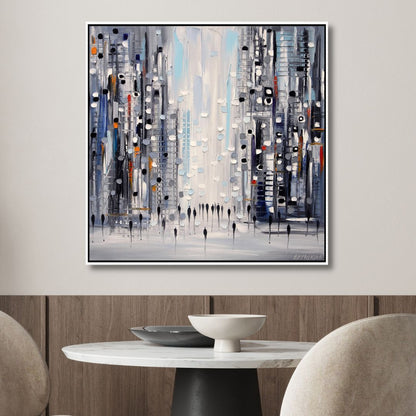 Vibrant Cityscape Abstract Oil Painting for Modern Home Decor