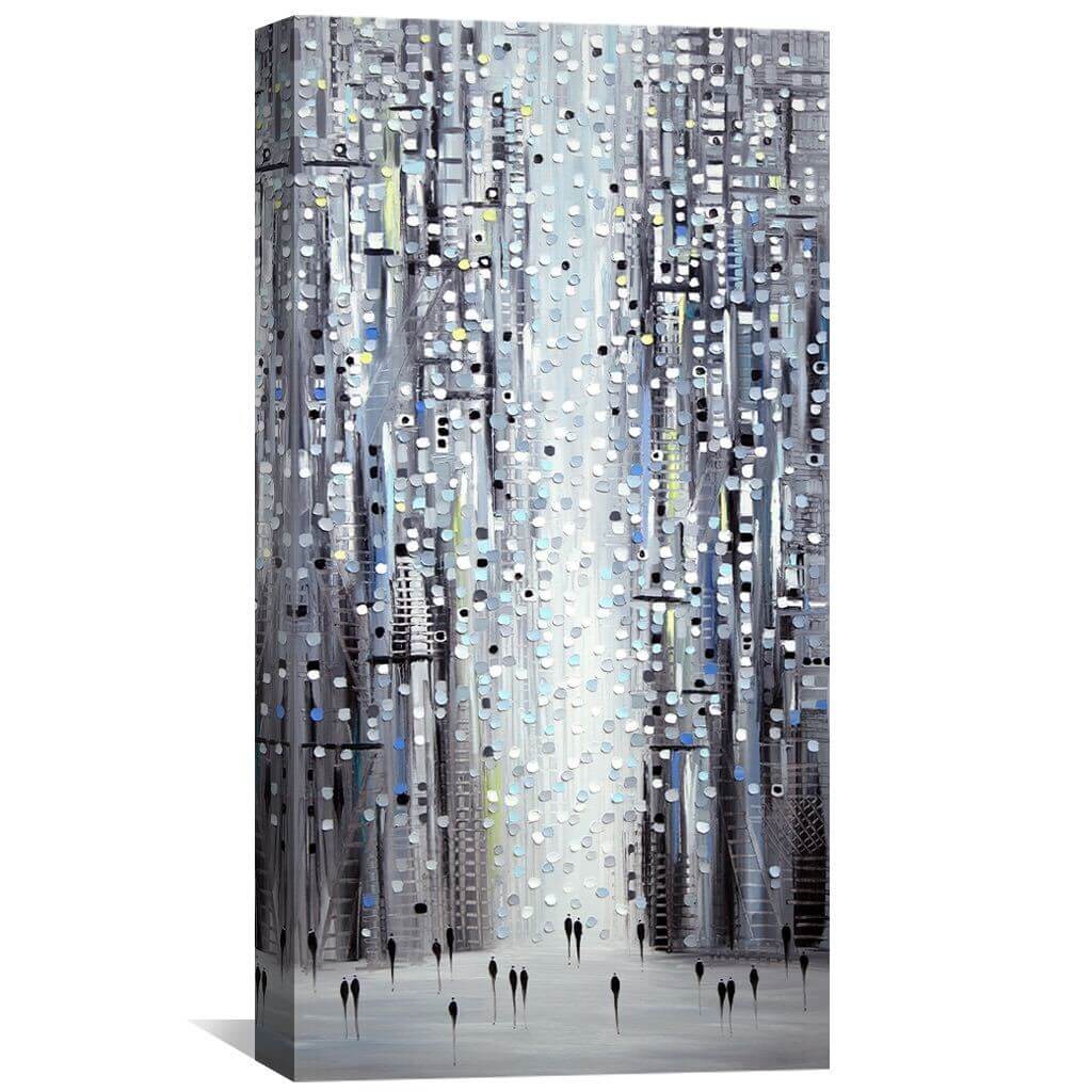 Urban Skyline Oil Painting – Modern Cityscape Art for Contemporary Spaces