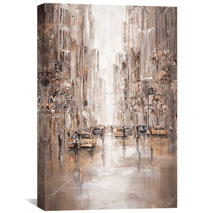 New York City Street Scene Abstract Oil Painting for Modern Home Décor