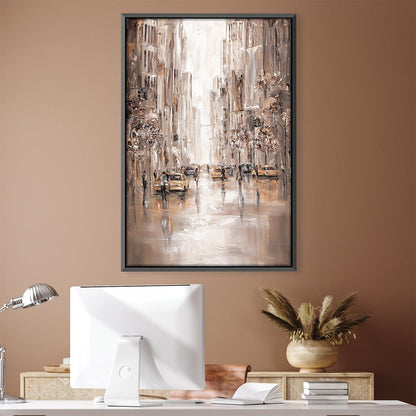 New York City Street Scene Abstract Oil Painting for Modern Home Décor