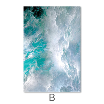 Tranquil Ocean Wave Abstract Oil Painting for Modern Home Decor