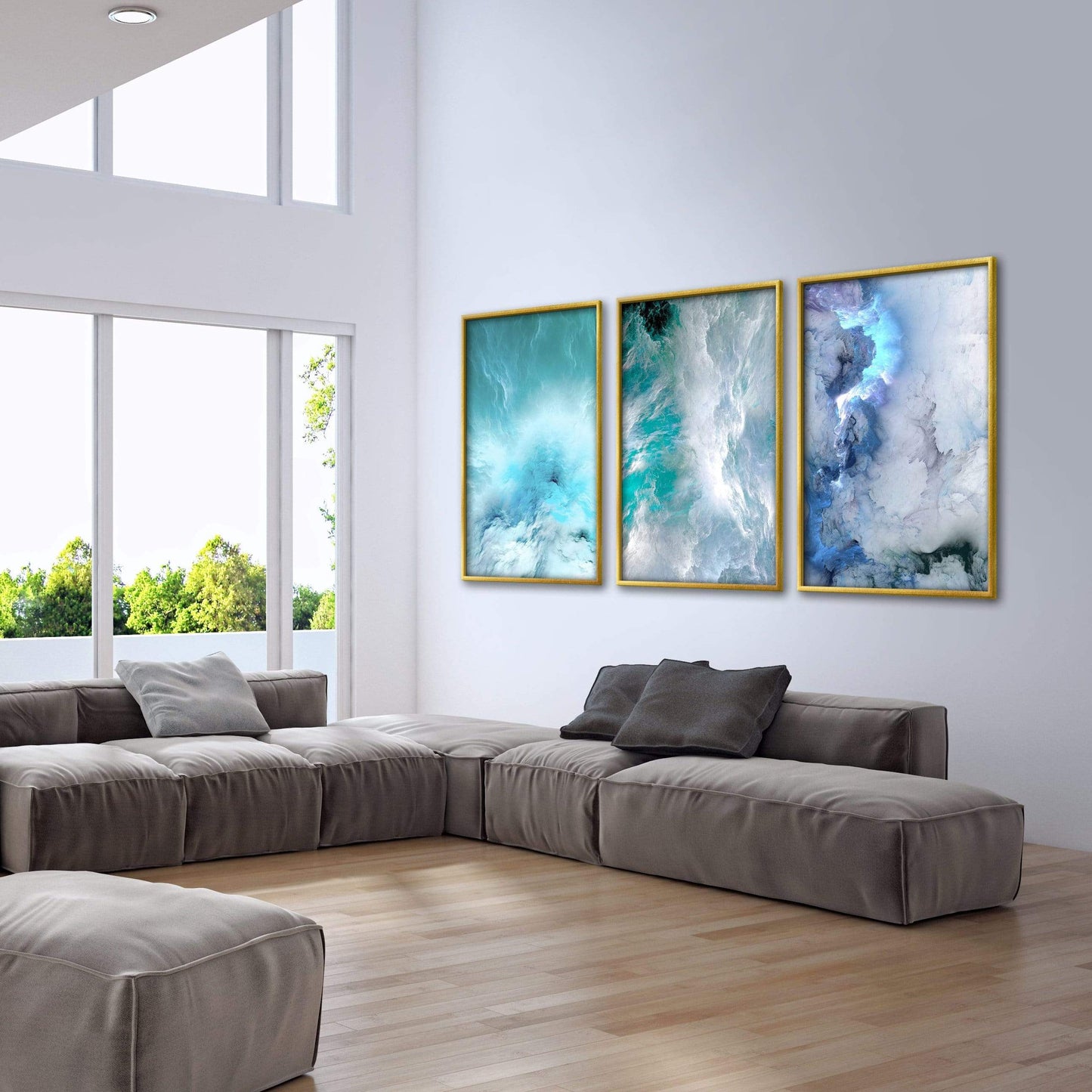 Tranquil Ocean Wave Abstract Oil Painting for Modern Home Decor