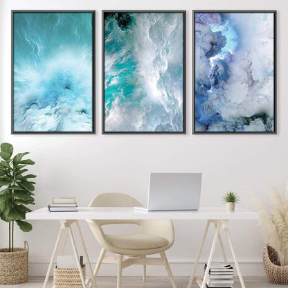 Tranquil Ocean Wave Abstract Oil Painting for Modern Home Decor