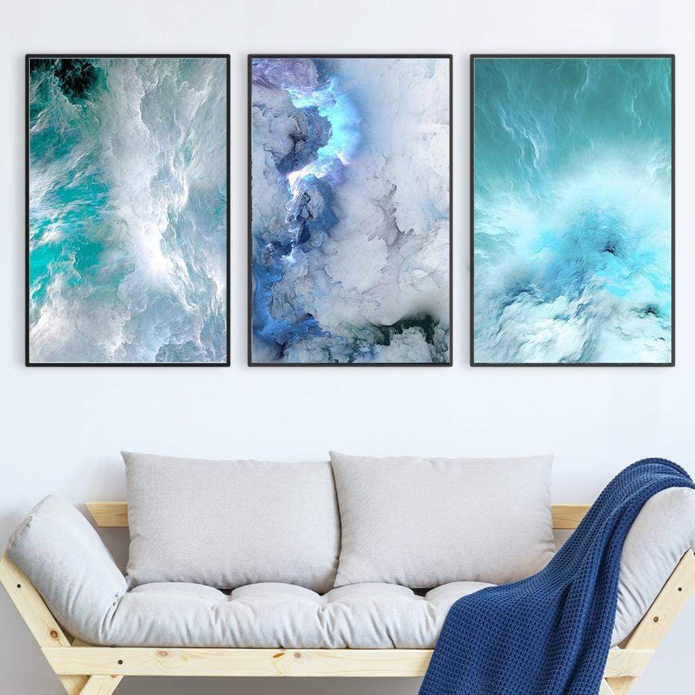 Tranquil Ocean Wave Abstract Oil Painting for Modern Home Decor