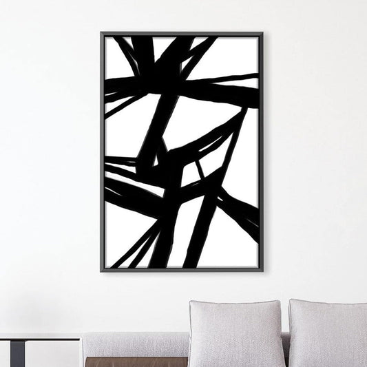 Abstract Black and White Oil Painting with Dynamic Brush Strokes