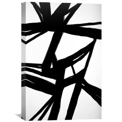 Abstract Black and White Oil Painting with Dynamic Brush Strokes