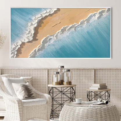 Serene Coastal Waves Oil Painting for Tranquil Home Decor