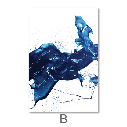 Abstract Blue Flow Oil Painting for Modern Home Decor