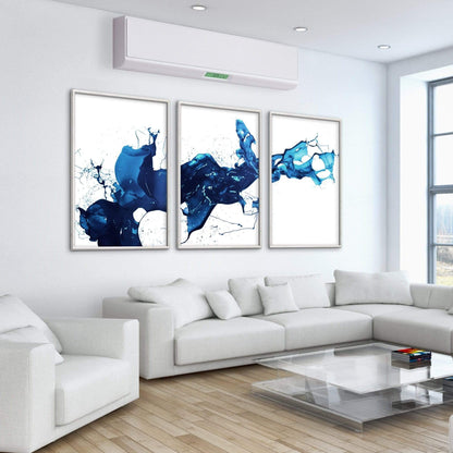 Abstract Blue Flow Oil Painting for Modern Home Decor