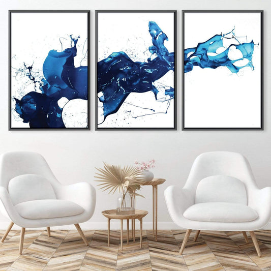 Abstract Blue Flow Oil Painting for Modern Home Decor