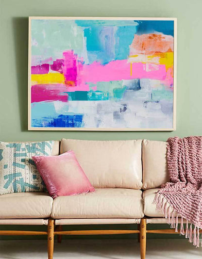 Vibrant Colorful Abstract Oil Painting for Modern Home Decor