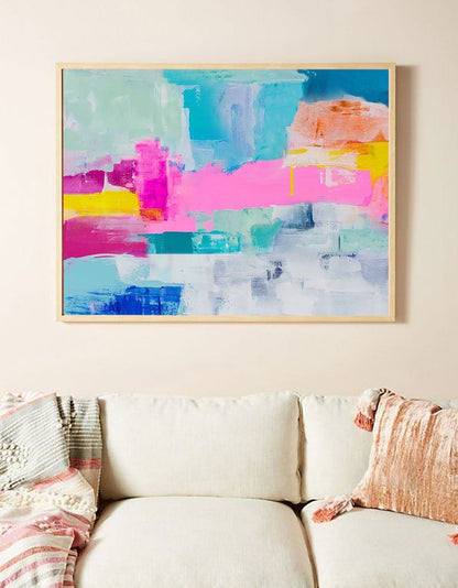 Vibrant Colorful Abstract Oil Painting for Modern Home Decor