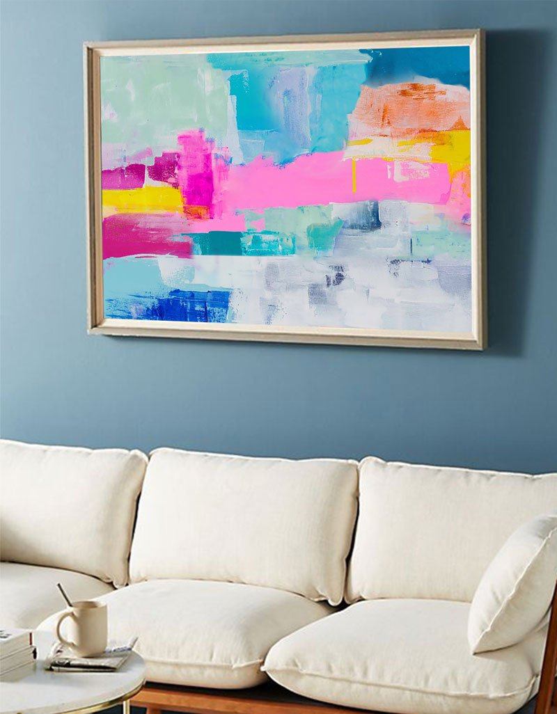 Vibrant Colorful Abstract Oil Painting for Modern Home Decor