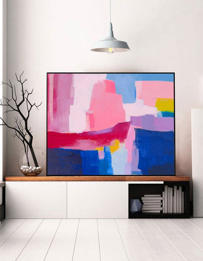 Vibrant Colorful Abstract Oil Painting for Modern Home Decor