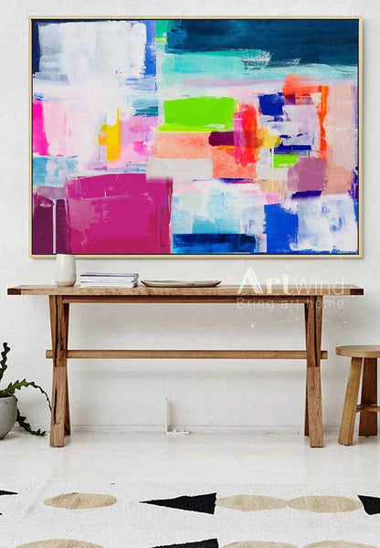 Vibrant Colorful Abstract Oil Painting for Modern Home Decor