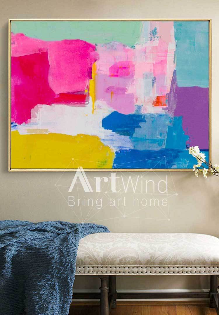 Vibrant Colorful Abstract Oil Painting for Modern Home Decor