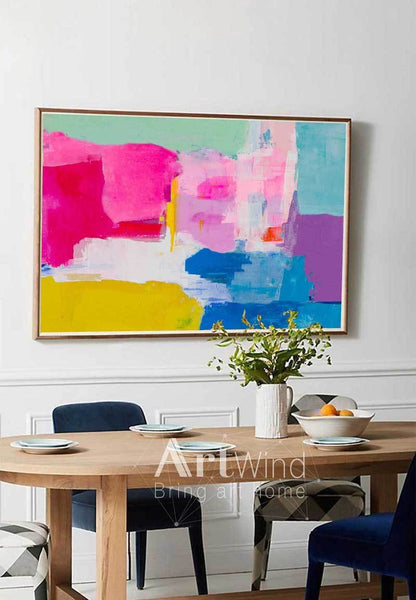 Vibrant Colorful Abstract Oil Painting for Modern Home Decor