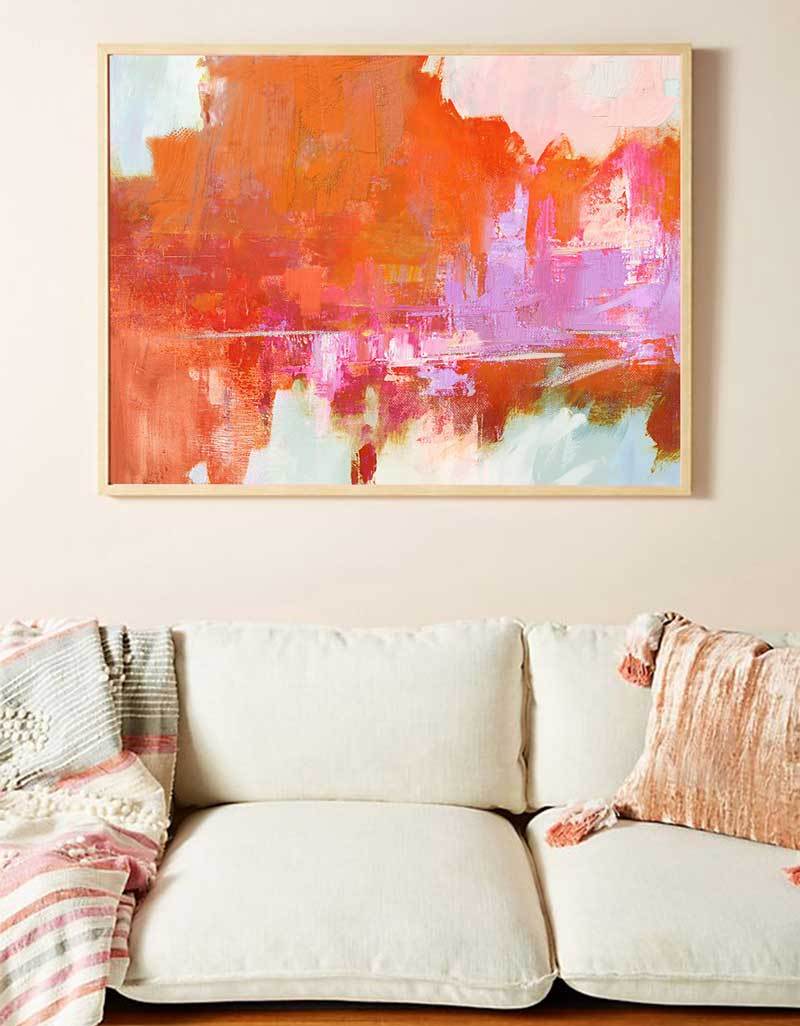 Vibrant Abstract Oil Painting with Bold Colors for Modern Home Decor