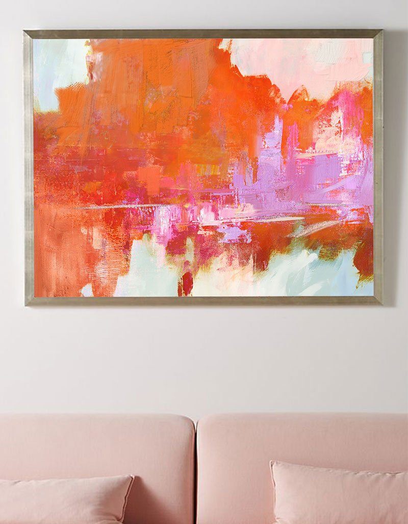 Vibrant Abstract Oil Painting with Bold Colors for Modern Home Decor