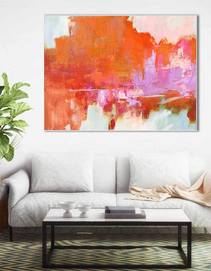 Vibrant Abstract Oil Painting with Bold Colors for Modern Home Decor