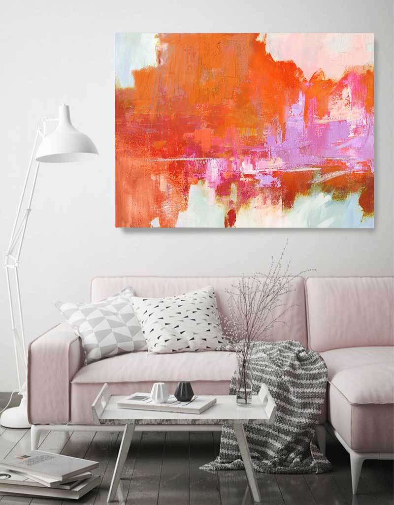 Vibrant Abstract Oil Painting with Bold Colors for Modern Home Decor