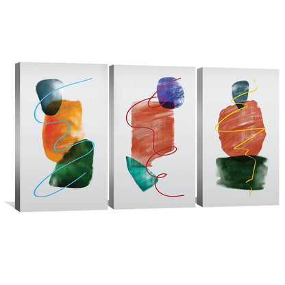 Vibrant Abstract Oil Painting Trio - Modern Colorful Art for Home Decor