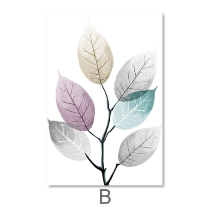 Abstract Leaf Oil Painting - Colorful Nature Inspired Wall Art Decor