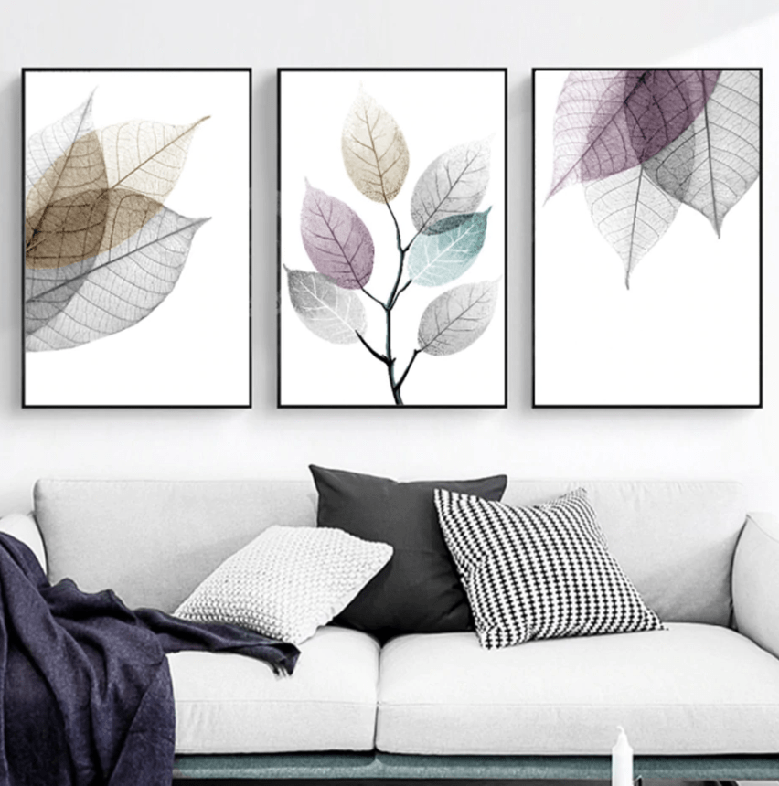 Abstract Leaf Oil Painting - Colorful Nature Inspired Wall Art Decor
