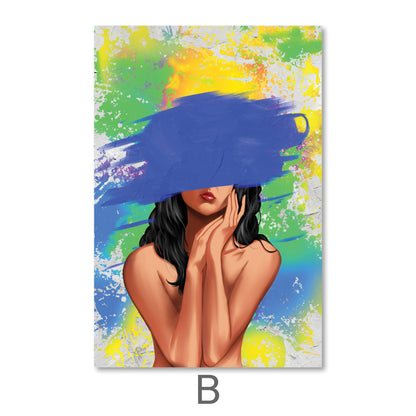 Vibrant Abstract Woman Oil Painting - Bold Color Splash Canvas Art for Modern Decor