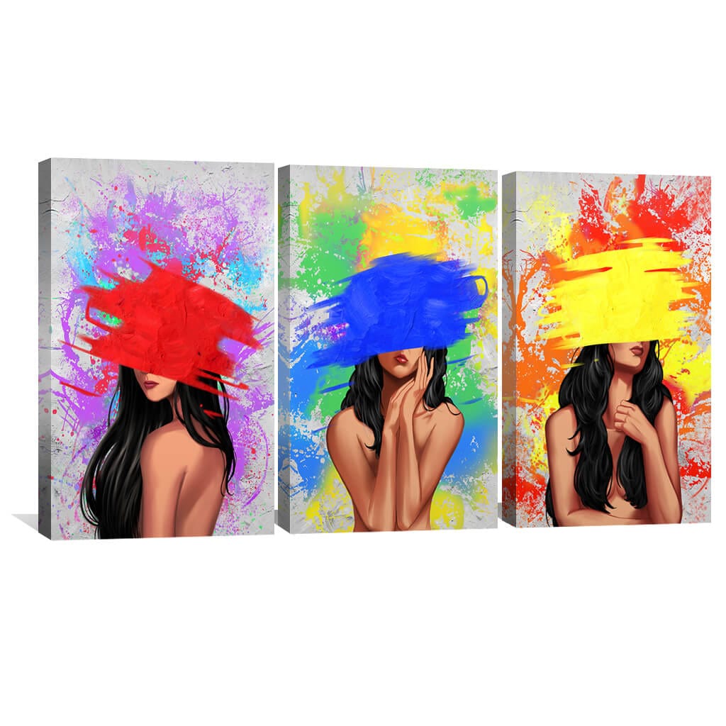 Vibrant Abstract Woman Oil Painting - Bold Color Splash Canvas Art for Modern Decor