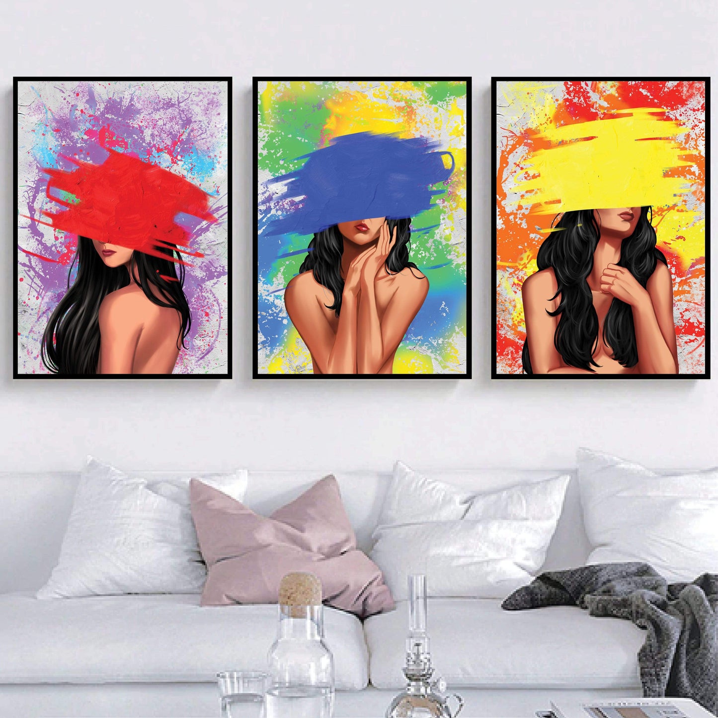 Vibrant Abstract Woman Oil Painting - Bold Color Splash Canvas Art for Modern Decor